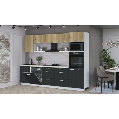 Кухонный гарнитур Мила Лайт 2,9-ПМ1 (Дуб золотой/Антрацит/Опал светлый) фабрика Интерлиния Кухонный гарнитур Мила Лайт 2,9-ПМ1 (Дуб золотой/Антрацит/Опал светлый) фабрика Интерлиния