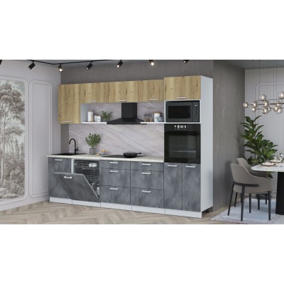 Кухонный гарнитур Мила Лайт 2,9-ПМ1 (Дуб золотой/Бетон Портленд/Опал светлый) фабрика Интерлиния Кухонный гарнитур Мила Лайт 2,9-ПМ1 (Дуб золотой/Бетон Портленд/Опал светлый) фабрика Интерлиния