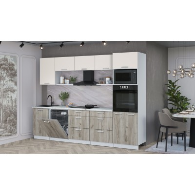 Кухонный гарнитур Мила Лайт 2,9-ПМ1 (Персидский жемчуг/Дуб серый/Серый каспий) фабрика Интерлиния Кухонный гарнитур Мила Лайт 2,9-ПМ1 (Персидский жемчуг/Дуб серый/Серый каспий) фабрика Интерлиния