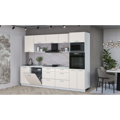 Кухонный гарнитур Мила Лайт 2,9-ПМ1 (Персидский жемчуг/Персидский жемчуг/Серый каспий) фабрика Интерлиния Кухонный гарнитур Мила Лайт 2,9-ПМ1 (Персидский жемчуг/Персидский жемчуг/Серый каспий) фабрика Интерлиния