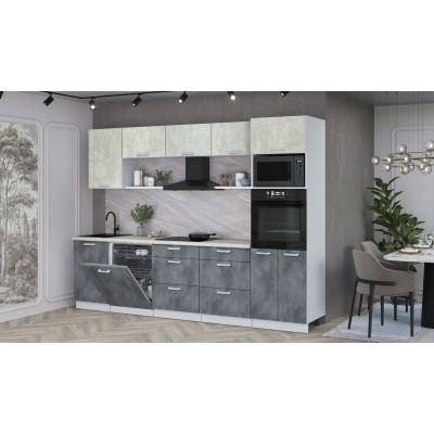 Кухонный гарнитур Мила Лайт 2,9-ПМ1 (Бетон лайт/Бетон портленд/Сосна бискайская) фабрика Интерлиния Кухонный гарнитур Мила Лайт 2,9-ПМ1 (Бетон лайт/Бетон портленд/Сосна бискайская) фабрика Интерлиния