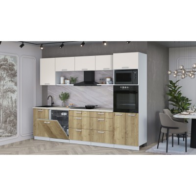 Кухонный гарнитур Мила Лайт 2,9-ПМ1 (Персидский жемчуг/Дуб золотой/Сосна бискайская) фабрика Интерлиния Кухонный гарнитур Мила Лайт 2,9-ПМ1 (Персидский жемчуг/Дуб золотой/Сосна бискайская) фабрика Интерлиния