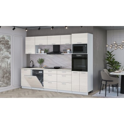 Кухонный гарнитур Мила Лайт 2,9-ПМ1 (Вудлайн кремовый/Вудлайн кремовый/Сосна бискайская) фабрика Интерлиния Кухонный гарнитур Мила Лайт 2,9-ПМ1 (Вудлайн кремовый/Вудлайн кремовый/Сосна бискайская) фабрика Интерлиния