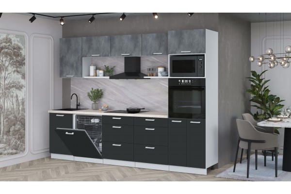 Кухонный гарнитур Мила Лайт 2,9-ПМ1 (Бетон Портленд/Антрацит/Травертин) фабрика Интерлиния