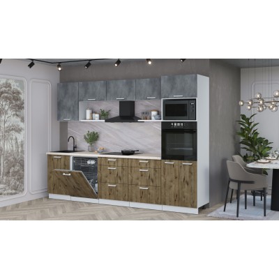 Кухонный гарнитур Мила Лайт 2,9-ПМ1 (Бетон Портленд/Дуб Веллингтон/Травертин) фабрика Интерлиния Кухонный гарнитур Мила Лайт 2,9-ПМ1 (Бетон Портленд/Дуб Веллингтон/Травертин) фабрика Интерлиния