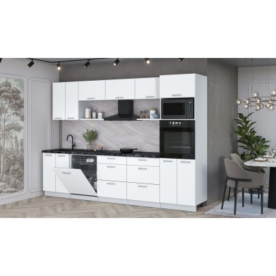 Кухонный гарнитур Мила Лайт 3.0-ПМ1 (Белый Платинум/Белый Платинум/Кастилло темный) фабрика Интерлиния Кухонный гарнитур Мила Лайт 3.0-ПМ1 (Белый Платинум/Белый Платинум/Кастилло темный) фабрика Интерлиния