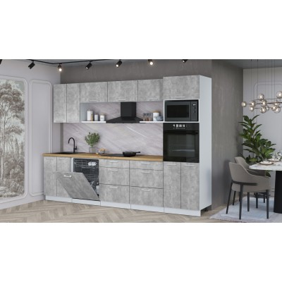 Кухонный гарнитур Мила Лайт 3.0-ПМ1 (Бетон/Бетон/Дуб бунратти) фабрика Интерлиния Кухонный гарнитур Мила Лайт 3.0-ПМ1 (Бетон/Бетон/Дуб бунратти) фабрика Интерлиния