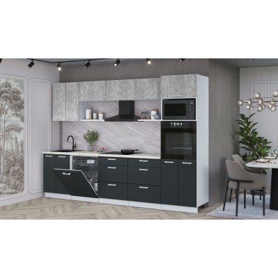 Кухонный гарнитур Мила Лайт 3.0-ПМ1 (Бетон/Антрацит/Опал светлый) фабрика Интерлиния Кухонный гарнитур Мила Лайт 3.0-ПМ1 (Бетон/Антрацит/Опал светлый) фабрика Интерлиния