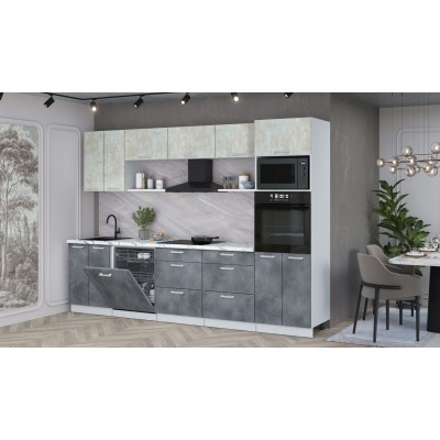 Кухонный гарнитур Мила Лайт 3.0-ПМ1 (Бетон Лайт/Бетон Портленд/Гранит белый) фабрика Интерлиния Кухонный гарнитур Мила Лайт 3.0-ПМ1 (Бетон Лайт/Бетон Портленд/Гранит белый) фабрика Интерлиния