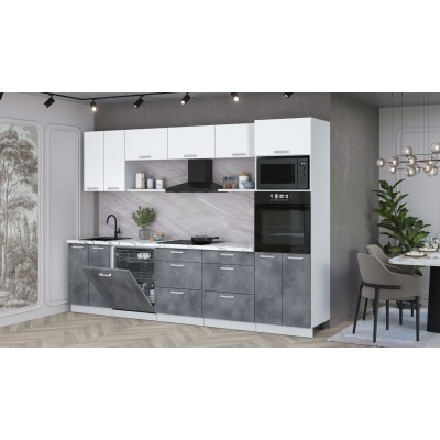 Кухонный гарнитур Мила Лайт 3.0-ПМ1 (Белый Платинум/Бетон портленд/Гранит белый) фабрика Интерлиния Кухонный гарнитур Мила Лайт 3.0-ПМ1 (Белый Платинум/Бетон портленд/Гранит белый) фабрика Интерлиния