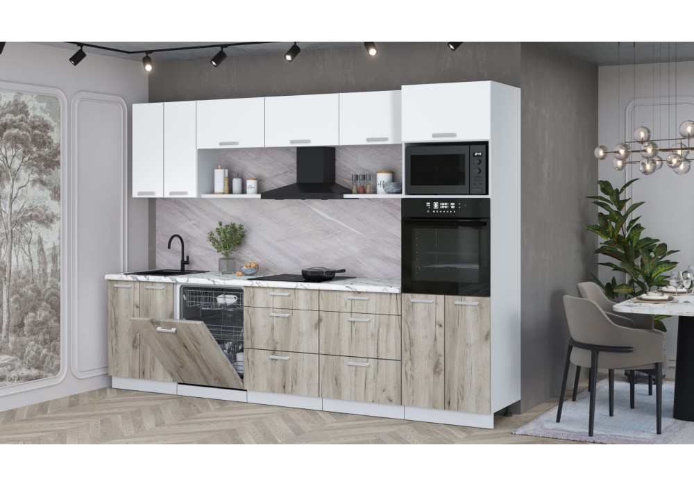 Кухонный гарнитур Мила Лайт 3.0-ПМ1 (Белый Платинум/Дуб серый/Гранит белый) фабрика Интерлиния в Минске Кухонный гарнитур Мила Лайт 3.0-ПМ1 (Белый Платинум/Дуб серый/Гранит белый) фабрика Интерлиния