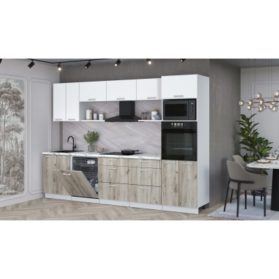 Кухонный гарнитур Мила Лайт 3.0-ПМ1 (Белый Платинум/Дуб серый/Гранит белый) фабрика Интерлиния Кухонный гарнитур Мила Лайт 3.0-ПМ1 (Белый Платинум/Дуб серый/Гранит белый) фабрика Интерлиния