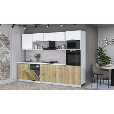 Кухонный гарнитур Мила Лайт 3.0-ПМ1 (Белый Платинум/Дуб золотой/Гранит белый) фабрика Интерлиния Кухонный гарнитур Мила Лайт 3.0-ПМ1 (Белый Платинум/Дуб золотой/Гранит белый) фабрика Интерлиния