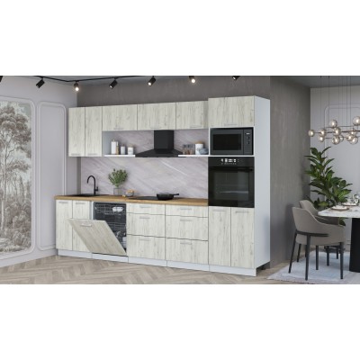 Кухонный гарнитур Мила Лайт 3.0-ПМ1 (Дуб Белый/Дуб Белый/Дуб бунратти) фабрика Интерлиния Кухонный гарнитур Мила Лайт 3.0-ПМ1 (Дуб Белый/Дуб Белый/Дуб бунратти) фабрика Интерлиния