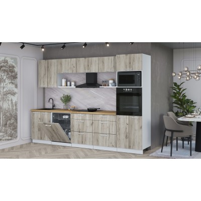 Кухонный гарнитур Мила Лайт 3.0-ПМ1 (Дуб Серый/Дуб Серый/Дуб бунратти) фабрика Интерлиния Кухонный гарнитур Мила Лайт 3.0-ПМ1 (Дуб Серый/Дуб Серый/Дуб бунратти) фабрика Интерлиния