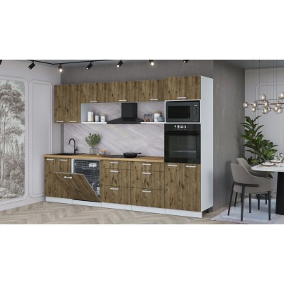 Кухонный гарнитур Мила Лайт 3.0-ПМ1 (Дуб Веллингтон/Дуб Веллингтон/Дуб бунратти) фабрика Интерлиния Кухонный гарнитур Мила Лайт 3.0-ПМ1 (Дуб Веллингтон/Дуб Веллингтон/Дуб бунратти) фабрика Интерлиния