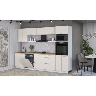 Кухонный гарнитур Мила Лайт 3.0-ПМ1 (Персидский жемчуг/Персидский жемчуг/Дуб бунратти) фабрика Интерлиния Кухонный гарнитур Мила Лайт 3.0-ПМ1 (Персидский жемчуг/Персидский жемчуг/Дуб бунратти) фабрика Интерлиния