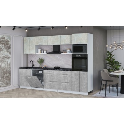 Кухонный гарнитур Мила Лайт 3.0-ПМ1 (Бетон Лайт/Бетон/Кастилло темный) фабрика Интерлиния Кухонный гарнитур Мила Лайт 3.0-ПМ1 (Бетон Лайт/Бетон/Кастилло темный) фабрика Интерлиния