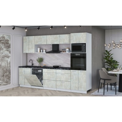 Кухонный гарнитур Мила Лайт 3.0-ПМ1 (Бетон Лайт/Бетон Лайт/Кастилло темный) фабрика Интерлиния Кухонный гарнитур Мила Лайт 3.0-ПМ1 (Бетон Лайт/Бетон Лайт/Кастилло темный) фабрика Интерлиния