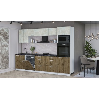 Кухонный гарнитур Мила Лайт 3.0-ПМ1 (Бетон Лайт/Дуб Веллингтон/Кастилло темный) фабрика Интерлиния Кухонный гарнитур Мила Лайт 3.0-ПМ1 (Бетон Лайт/Дуб Веллингтон/Кастилло темный) фабрика Интерлиния