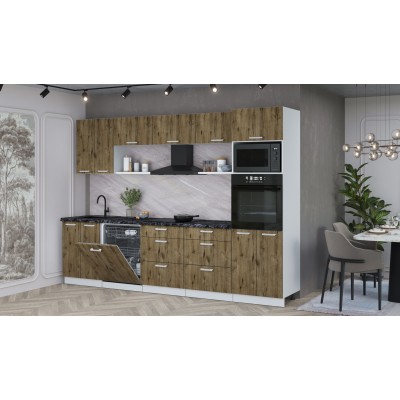 Кухонный гарнитур Мила Лайт 3.0-ПМ1 (Дуб Веллингтон/Дуб Веллингтон/Кастилло темный) фабрика Интерлиния Кухонный гарнитур Мила Лайт 3.0-ПМ1 (Дуб Веллингтон/Дуб Веллингтон/Кастилло темный) фабрика Интерлиния