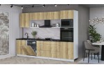 Кухонный гарнитур Мила Лайт 3.0-ПМ1 (Дуб золотой/Дуб золотой/Кастилло темный) фабрика Интерлиния в Минске Кухонный гарнитур Мила Лайт 3.0-ПМ1 (Дуб золотой/Дуб золотой/Кастилло темный) фабрика Интерлиния