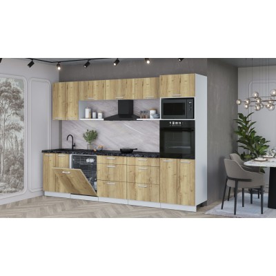 Кухонный гарнитур Мила Лайт 3.0-ПМ1 (Дуб золотой/Дуб золотой/Кастилло темный) фабрика Интерлиния Кухонный гарнитур Мила Лайт 3.0-ПМ1 (Дуб золотой/Дуб золотой/Кастилло темный) фабрика Интерлиния