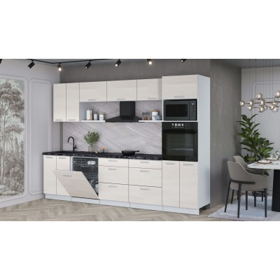 Кухонный гарнитур Мила Лайт 3.0-ПМ1 (Вудлайн кремовый/Вудлайн кремовый/Кастилло темный) фабрика Интерлиния Кухонный гарнитур Мила Лайт 3.0-ПМ1 (Вудлайн кремовый/Вудлайн кремовый/Кастилло темный) фабрика Интерлиния