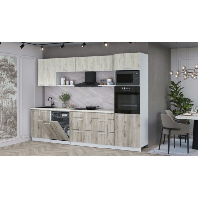 Кухонный гарнитур Мила Лайт 3.0-ПМ1 (Дуб белый/Дуб серый/Опал светлый) фабрика Интерлиния Кухонный гарнитур Мила Лайт 3.0-ПМ1 (Дуб белый/Дуб серый/Опал светлый) фабрика Интерлиния