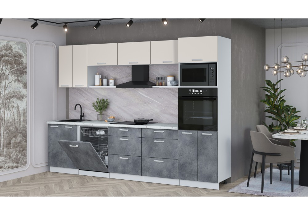 Кухонный гарнитур Мила Лайт 3.0-ПМ1 (Персидский жемчуг/Бетон Портленд/Серый каспий) фабрика Интерлиния в Минске Кухонный гарнитур Мила Лайт 3.0-ПМ1 (Персидский жемчуг/Бетон Портленд/Серый каспий) фабрика Интерлиния