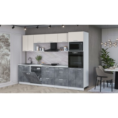 Кухонный гарнитур Мила Лайт 3.0-ПМ1 (Персидский жемчуг/Бетон Портленд/Серый каспий) фабрика Интерлиния Кухонный гарнитур Мила Лайт 3.0-ПМ1 (Персидский жемчуг/Бетон Портленд/Серый каспий) фабрика Интерлиния