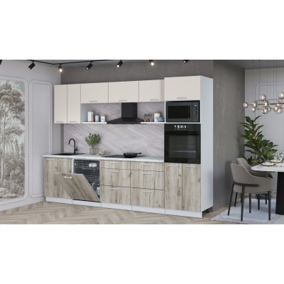 Кухонный гарнитур Мила Лайт 3.0-ПМ1 (Персидский жемчуг/Дуб Серый/Серый каспий) фабрика Интерлиния Кухонный гарнитур Мила Лайт 3.0-ПМ1 (Персидский жемчуг/Дуб Серый/Серый каспий) фабрика Интерлиния