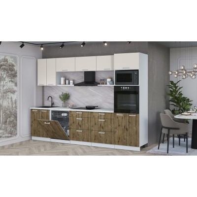 Кухонный гарнитур Мила Лайт 3.0-ПМ1 (Персидский жемчуг/Дуб Веллингтон/Серый каспий) фабрика Интерлиния Кухонный гарнитур Мила Лайт 3.0-ПМ1 (Персидский жемчуг/Дуб Веллингтон/Серый каспий) фабрика Интерлиния