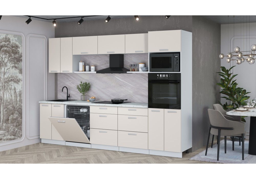 Кухонный гарнитур Мила Лайт 3.0-ПМ1 (Персидский жемчуг/Персидский жемчуг/Серый каспий) фабрика Интерлиния в Минске Кухонный гарнитур Мила Лайт 3.0-ПМ1 (Персидский жемчуг/Персидский жемчуг/Серый каспий) фабрика Интерлиния