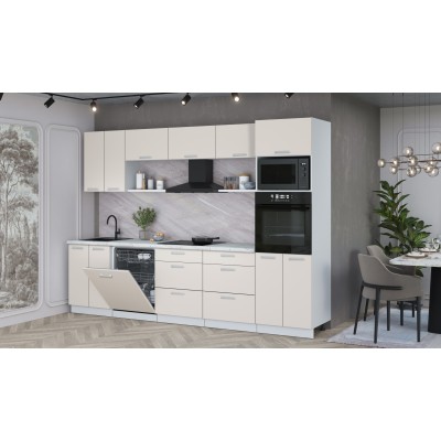 Кухонный гарнитур Мила Лайт 3.0-ПМ1 (Персидский жемчуг/Персидский жемчуг/Серый каспий) фабрика Интерлиния Кухонный гарнитур Мила Лайт 3.0-ПМ1 (Персидский жемчуг/Персидский жемчуг/Серый каспий) фабрика Интерлиния