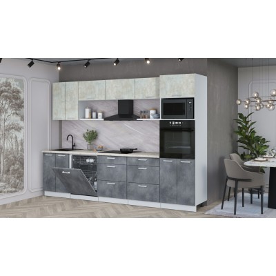 Кухонный гарнитур Мила Лайт 3.0-ПМ1 (Бетон Лайт/Бетон Портленд/Сосна бискайская) фабрика Интерлиния Кухонный гарнитур Мила Лайт 3.0-ПМ1 (Бетон Лайт/Бетон Портленд/Сосна бискайская) фабрика Интерлиния