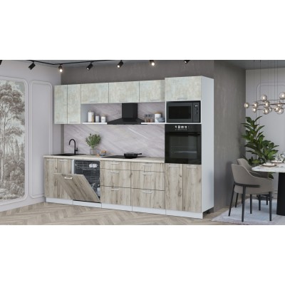 Кухонный гарнитур Мила Лайт 3.0-ПМ1 (Бетон Лайт/Дуб серый/Сосна бискайская) фабрика Интерлиния Кухонный гарнитур Мила Лайт 3.0-ПМ1 (Бетон Лайт/Дуб серый/Сосна бискайская) фабрика Интерлиния