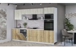 Кухонный гарнитур Мила Лайт 3.0-ПМ1 (Дуб Белый/Дуб золотой/Травертин) фабрика Интерлиния в Минске Кухонный гарнитур Мила Лайт 3.0-ПМ1 (Дуб Белый/Дуб золотой/Травертин) фабрика Интерлиния