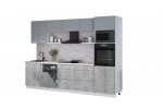 Кухонный гарнитур Мила Лайт 3.0-ПМ1 (Серебро /Бетон/Травертин) фабрика Интерлиния в Минске Кухонный гарнитур Мила Лайт 3.0-ПМ1 (Серебро /Бетон/Травертин) фабрика Интерлиния