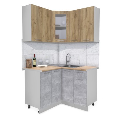 Кухонный гарнитур Мила 1,2х1,2 м (Дуб золотой/Бетон) фабрика Интерлиния Кухонный гарнитур Мила 1,2х1,2 м (Дуб золотой/Бетон) фабрика Интерлиния