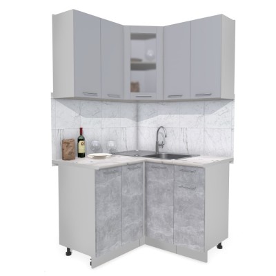 Кухонный гарнитур Мила 1,2х1,2 м (Серебро/Бетон) фабрика Интерлиния Кухонный гарнитур Мила 1,2х1,2 м (Серебро/Бетон) фабрика Интерлиния