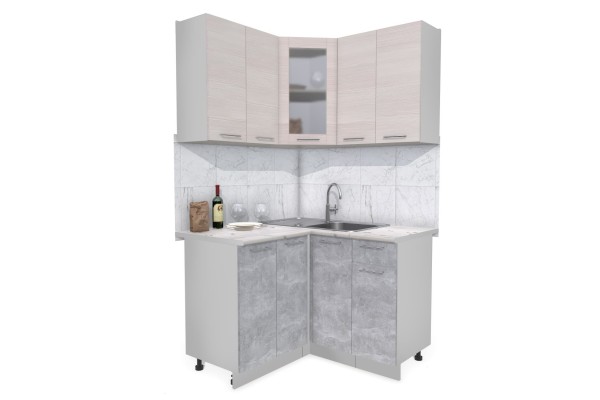 Кухонный гарнитур Мила 1,2х1,2 м (Вудлайн кремовый/Бетон) фабрика Интерлиния