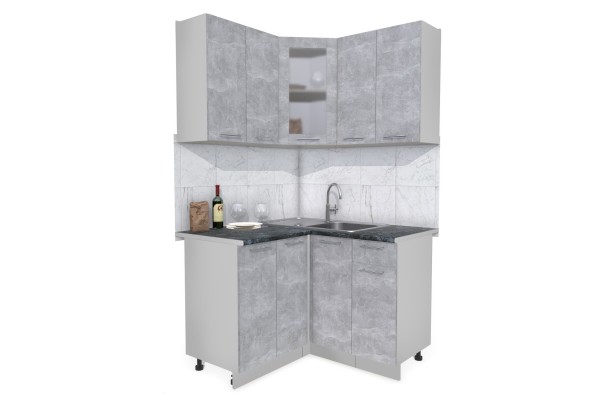 Кухонный гарнитур Мила 1,2х1,2 м (Бетон/Бетон) фабрика Интерлиния