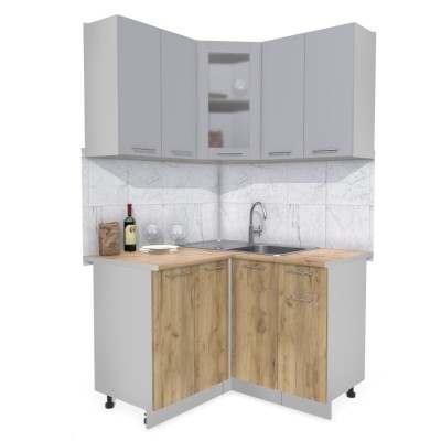 Кухонный гарнитур Мила 1,2х1,2 м (Серебро/Дуб золотой) фабрика Интерлиния Кухонный гарнитур Мила 1,2х1,2 м (Серебро/Дуб золотой) фабрика Интерлиния