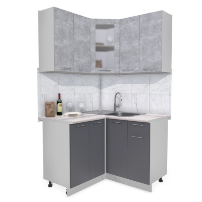 Кухонный гарнитур Мила 1,2х1,2 м (Бетон/Антрацит) фабрика Интерлиния Кухонный гарнитур Мила 1,2х1,2 м (Бетон/Антрацит) фабрика Интерлиния