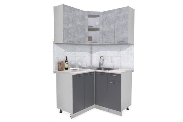 Кухонный гарнитур Мила 1,2х1,2 м (Бетон/Антрацит) фабрика Интерлиния