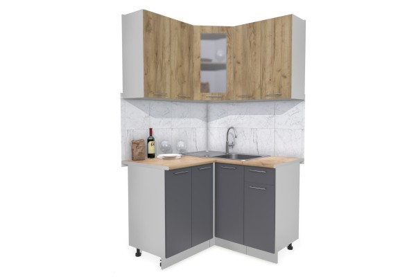 Кухонный гарнитур Мила 1,2х1,2 м (Дуб золотой/Антрацит) фабрика Интерлиния