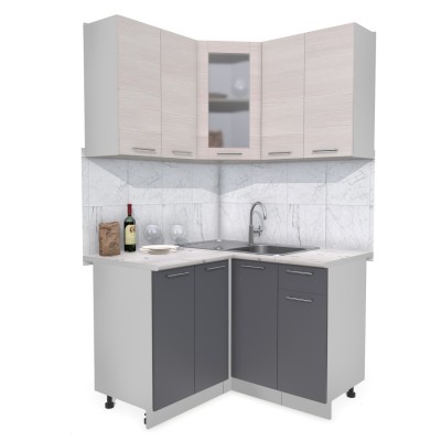 Кухонный гарнитур Мила 1,2х1,2 м (Вудлайн кремовый/Антрацит) фабрика Интерлиния Кухонный гарнитур Мила 1,2х1,2 м (Вудлайн кремовый/Антрацит) фабрика Интерлиния