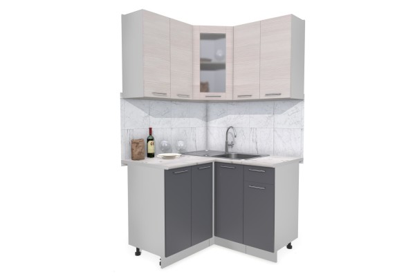 Кухонный гарнитур Мила 1,2х1,2 м (Вудлайн кремовый/Антрацит) фабрика Интерлиния