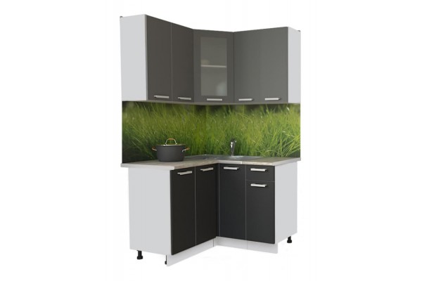 Кухонный гарнитур Мила 1,2х1,2 м (Серебро/Антрацит) фабрика Интерлиния